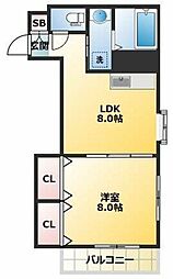 TWINビル 1LDKの間取図画像