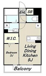 グレースコート 1階1LDKの間取り