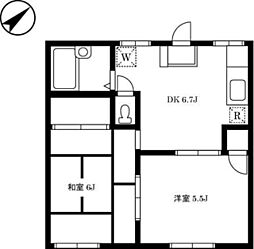 森田ハイツA 2DKの間取図画像
