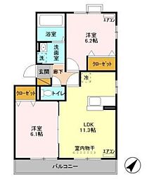 カシータ3 2LDKの間取図画像