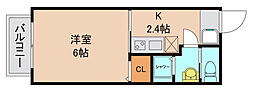 ハイツロオジェ 1Kの間取図画像