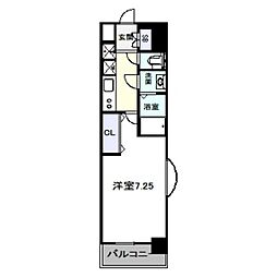 LUXEなかもず 1Kの間取図画像