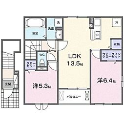 ディアコート日野台 2LDKの間取図画像