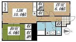 サンライズ97 1階2LDKの間取り
