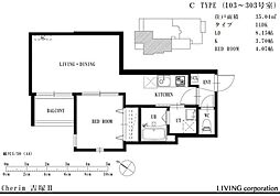Cherim吉塚II 1LDKの間取図画像