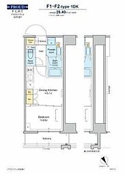 プラウドフラット清澄通り 3階1DKの間取り