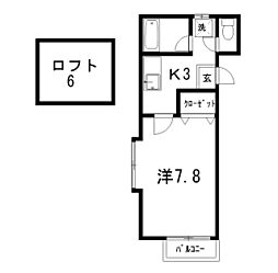 シティーコート和泉 1Kの間取図画像
