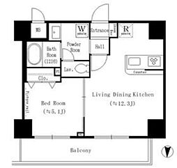 ＹＵＮＯ ＡＲＴ ＫＡＭＥＩＤＯ 11階1LDKの間取り