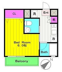 ルクール登戸 1Kの間取図画像