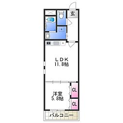 フジレジデンス 1LDKの間取図画像