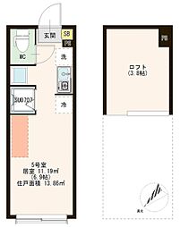 PacificShimo ワンルームの間取図画像