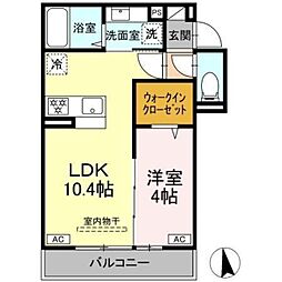D'Bless横濱岸根公園II 1LDKの間取図画像