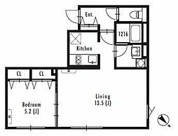 ＧＲＡＮ ＰＡＳＥＯ 中目黒 Ｗｅｓｔ 地下1階1LDKの間取り