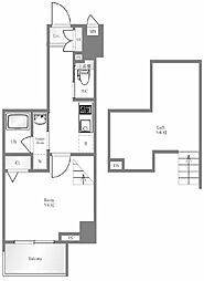 ハーモニーレジデンス池袋ウエストゲート 9階1Kの間取り