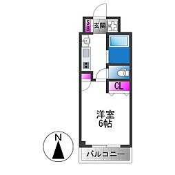 大宝グラン・シャリオ 1Kの間取図画像
