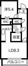 ヴィガラス平町 3階1LDKの間取り