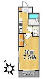 ヴィクトリアン 1Kの間取図画像