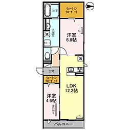 ラベルメール鳳 2LDKの間取図画像