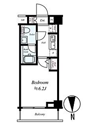 プレール・ドゥーク元住吉 1Kの間取図画像