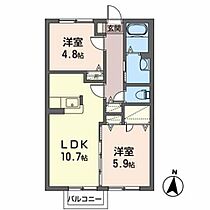 ディアスシラトリ 201 ｜ 宮城県栗原市築館源光16-14（賃貸アパート2LDK・2階・49.50㎡） その2