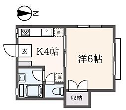 シティコートM 1Kの間取図画像