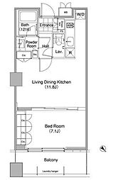 コンフォリア東池袋WEST 12階1LDKの間取り