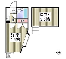 アベリア 1階1Kの間取り