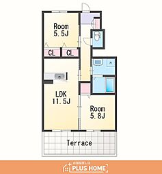 シャーメゾン陽 2LDKの間取図画像