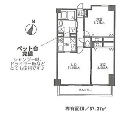 カーロヴィレッタカサイ 2LDKの間取図画像
