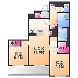 メゾン ド ルクス 2LDKの間取図画像