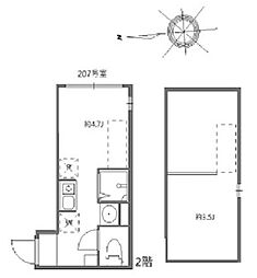 ハーモニーテラス浮間V ワンルームの間取図画像