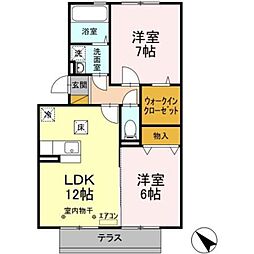 スプリングフォレストB棟 2LDKの間取図画像
