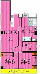 ＲＩＢＥＩＲＡIリベイラワン 2階2SLDKの間取り