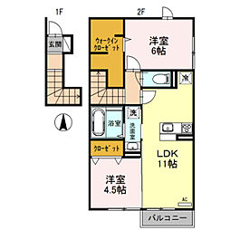 ノヴルラフィーネ 2LDKの間取図画像