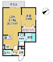 BR四街道 1LDKの間取図画像