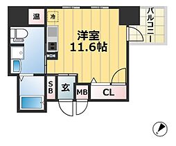 アドバンス三宮4ルシール 1Kの間取図画像