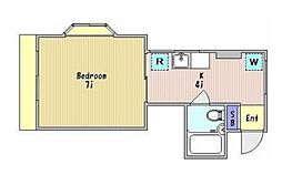 レジデンスナガサカ 1Kの間取図画像