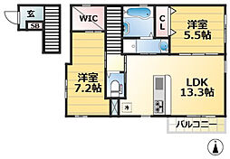 ベルメゾン 2LDKの間取図画像