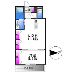 estageo北田辺 1LDKの間取図画像