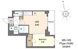 S-RESIDENCE北綾瀬awesome 1LDKの間取図画像