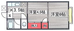 田中ハイツ 2Kの間取図画像
