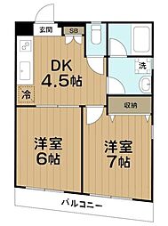 ワン・シーバード 1Kの間取図画像