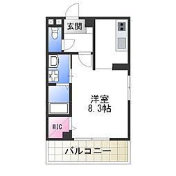 クラシカル堺 1Kの間取図画像