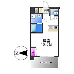 近鉄奈良線 河内永和駅 徒歩3分の賃貸マンション 9階ワンルームの間取り