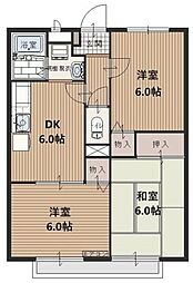フローラふじみ野B棟 3DKの間取図画像