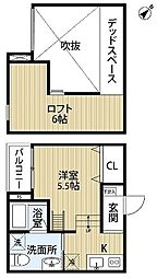 デュナメス深井 1Kの間取図画像