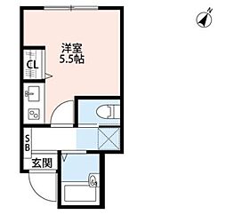 ユーフォリア富士見台 1階ワンルームの間取り