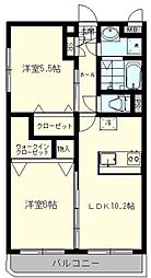 アバンツァートコルソ吉川美南 2LDKの間取図画像