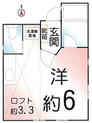 ドゥクルール 2階ワンルームの間取り