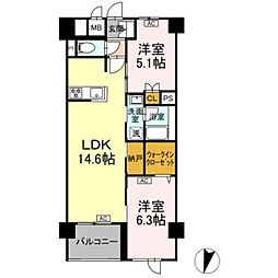 ロイジェント豊島園 2LDKの間取図画像